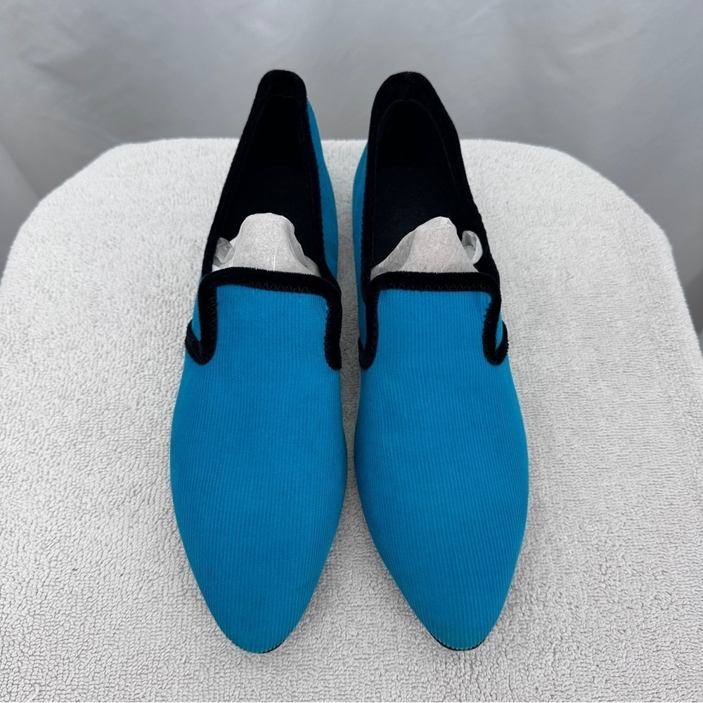 Oomphies Womens Slippers House Shoes 9N Blue Black Pointed Toe Slip On - Picture 3 of 9